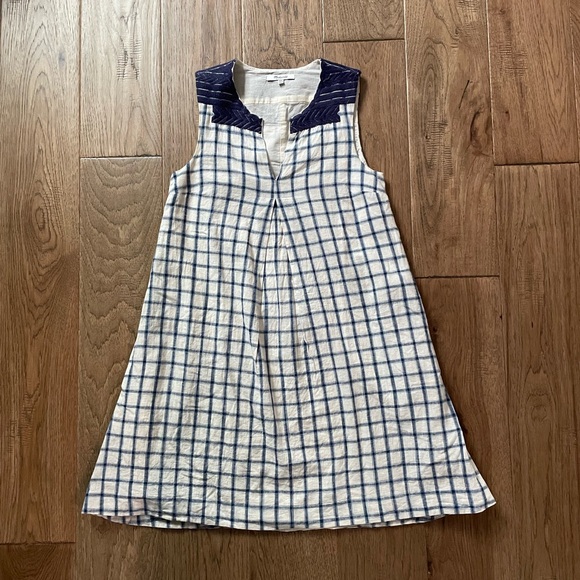 Madewell Linen Windowpane Check Dress with Embroidery - Picture 8 of 15